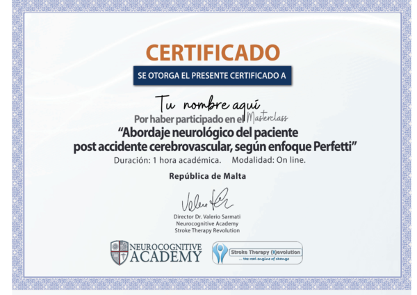 Certificado Masterclass Abordaje neurológico del paciente post ictus ...