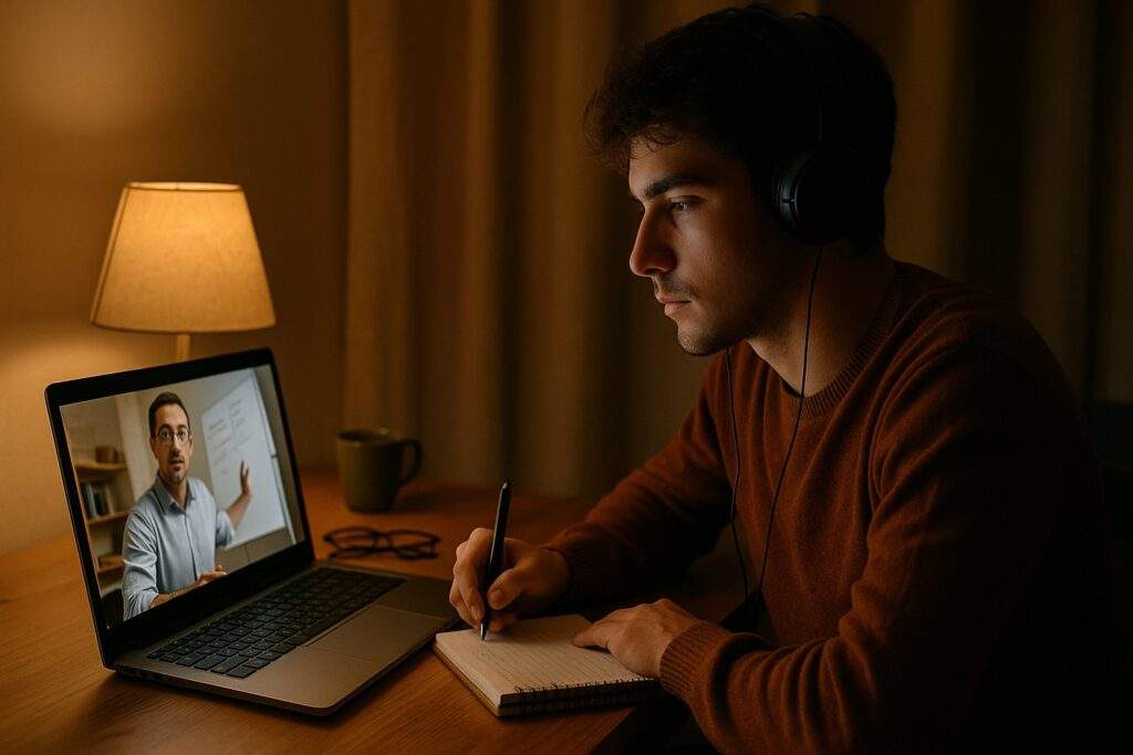 Professionista che fa lezione a distanza